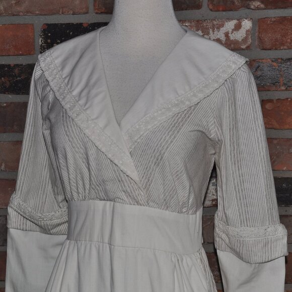 Vintage Striped Maxi Prairie Cottage Cottagecore Apron DRESS Handmade S-M - Picture 3 of 7